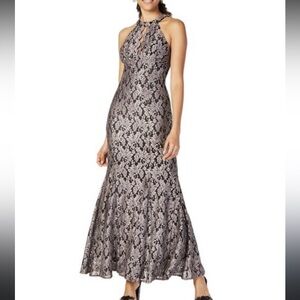 Nightway Cocktail Prom Party Mermaid Womens Dress Glitter-Lace Keyhole Gown 4
